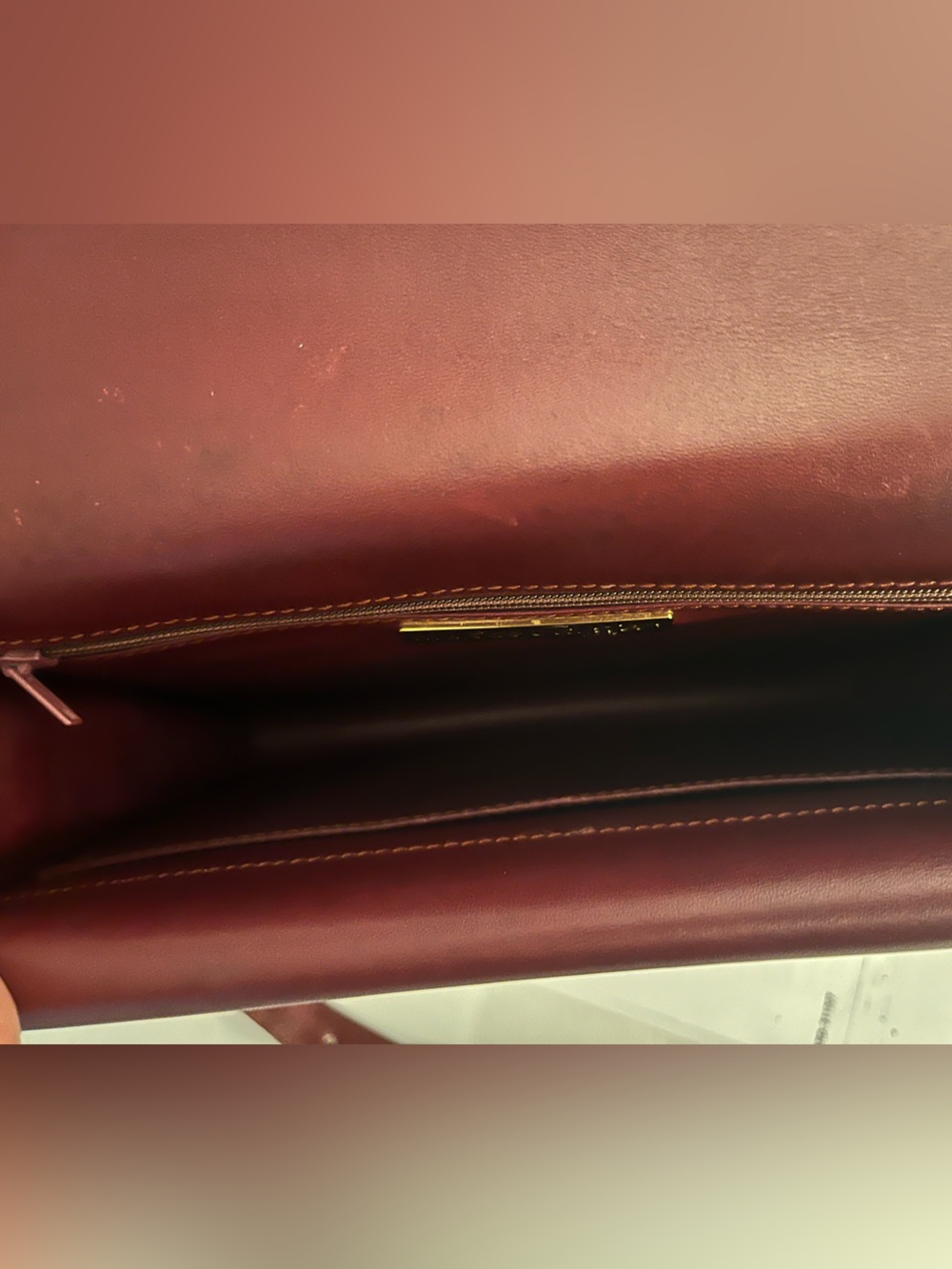 Cartier Burgundy Leather Shoulder Bag with Gold Hardware - Picture 8 of 14